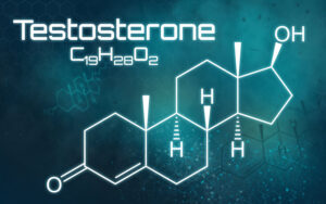Picture of the chemical formula of testosterone.
